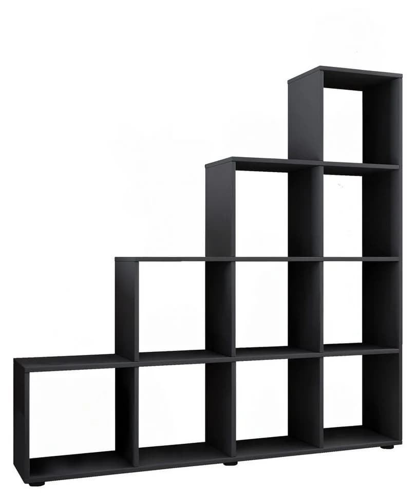 VCM Standregal Napoli Schwarz 10 Fächer Holzstruktur - Bild 2