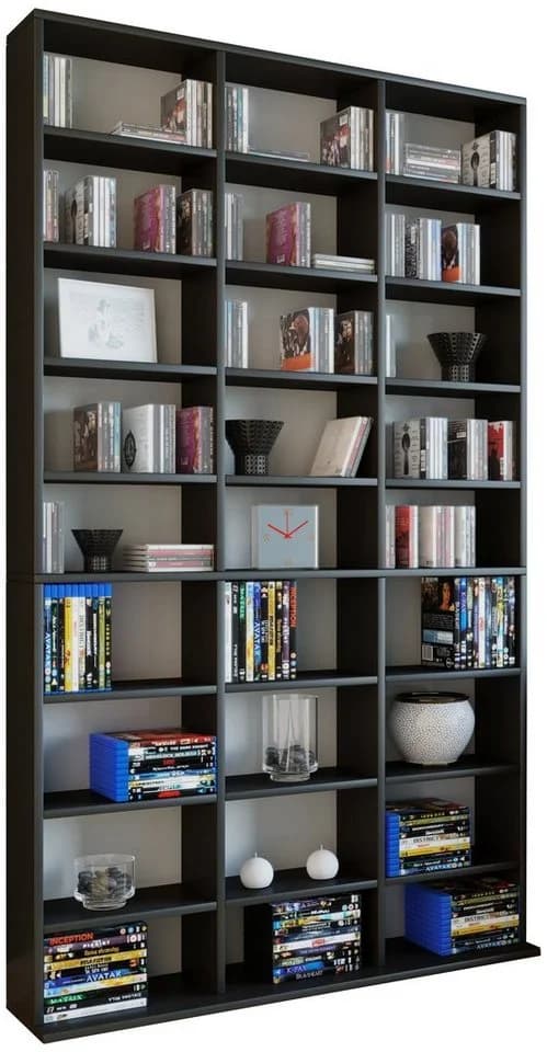 VCM Standregal Megosa XL Schwarz Holzwerkstoff CD DVD Bücherregal - Bild 3