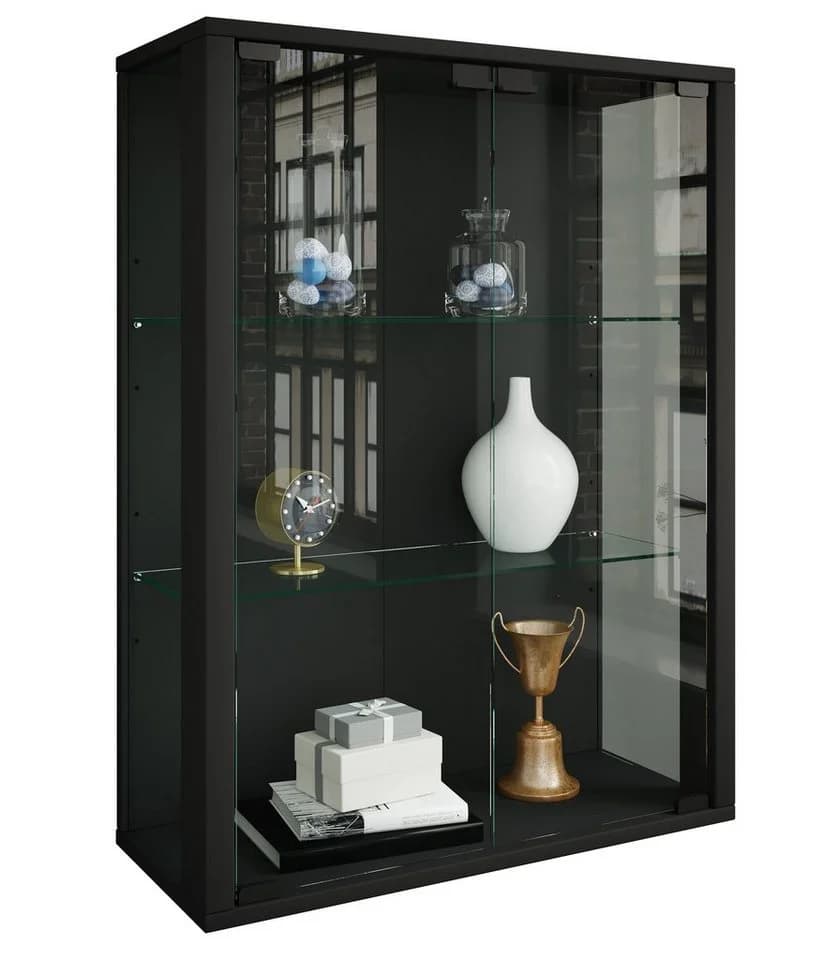 VCM Glasvitrine hängend Schwarz mit ESG-Sicherheitsglas - Bild 3