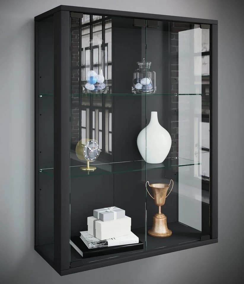 VCM Glasvitrine hängend Schwarz mit ESG-Sicherheitsglas - Bild 4