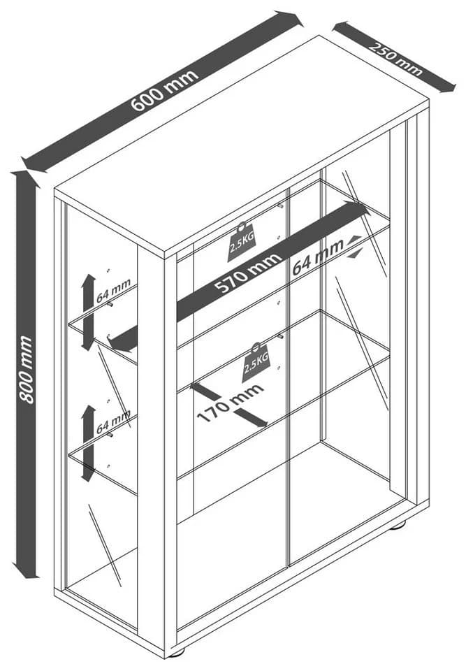 VCM Glasvitrine hängend Schwarz mit ESG-Sicherheitsglas - Bild 5