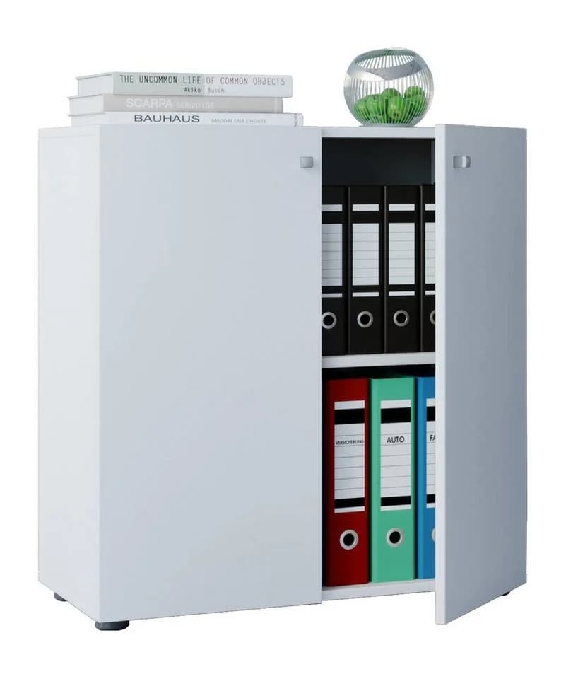 VCM Aktenschrank Lona Weiß 2 Fächer mit Drehtüren - Bild 3