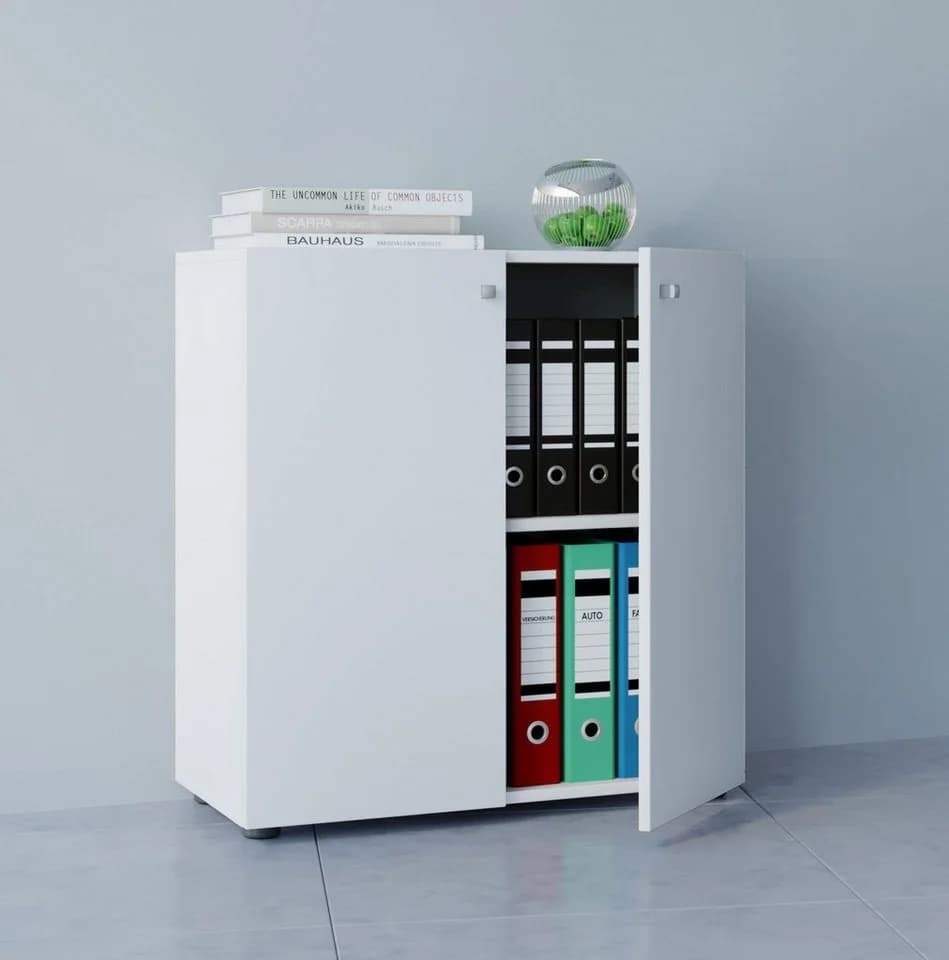 VCM Aktenschrank Lona Weiß 2 Fächer mit Drehtüren - Bild 4