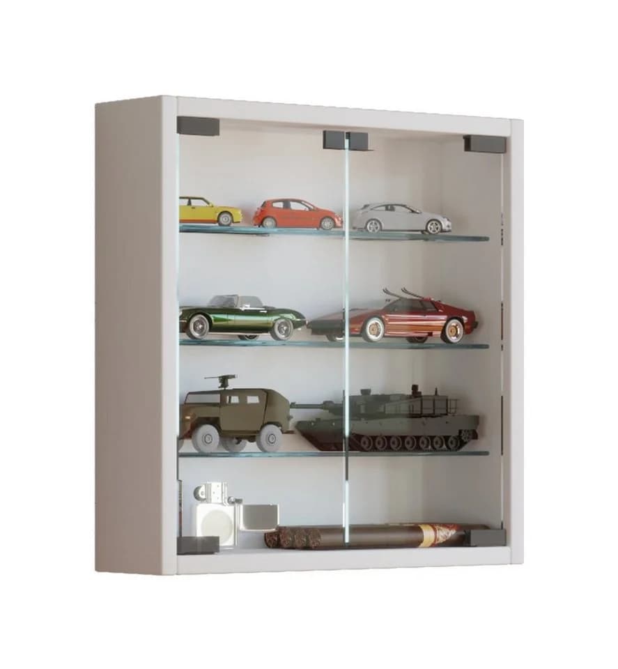 VCM Hängevitrine Weiß mit ESG-Sicherheitsglas 3 Fächer - Bild 2