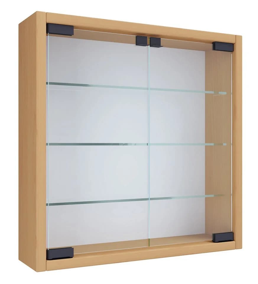 VCM Glasvitrine Mandosa S Wandregal Braun ESG-Sicherheitsglas