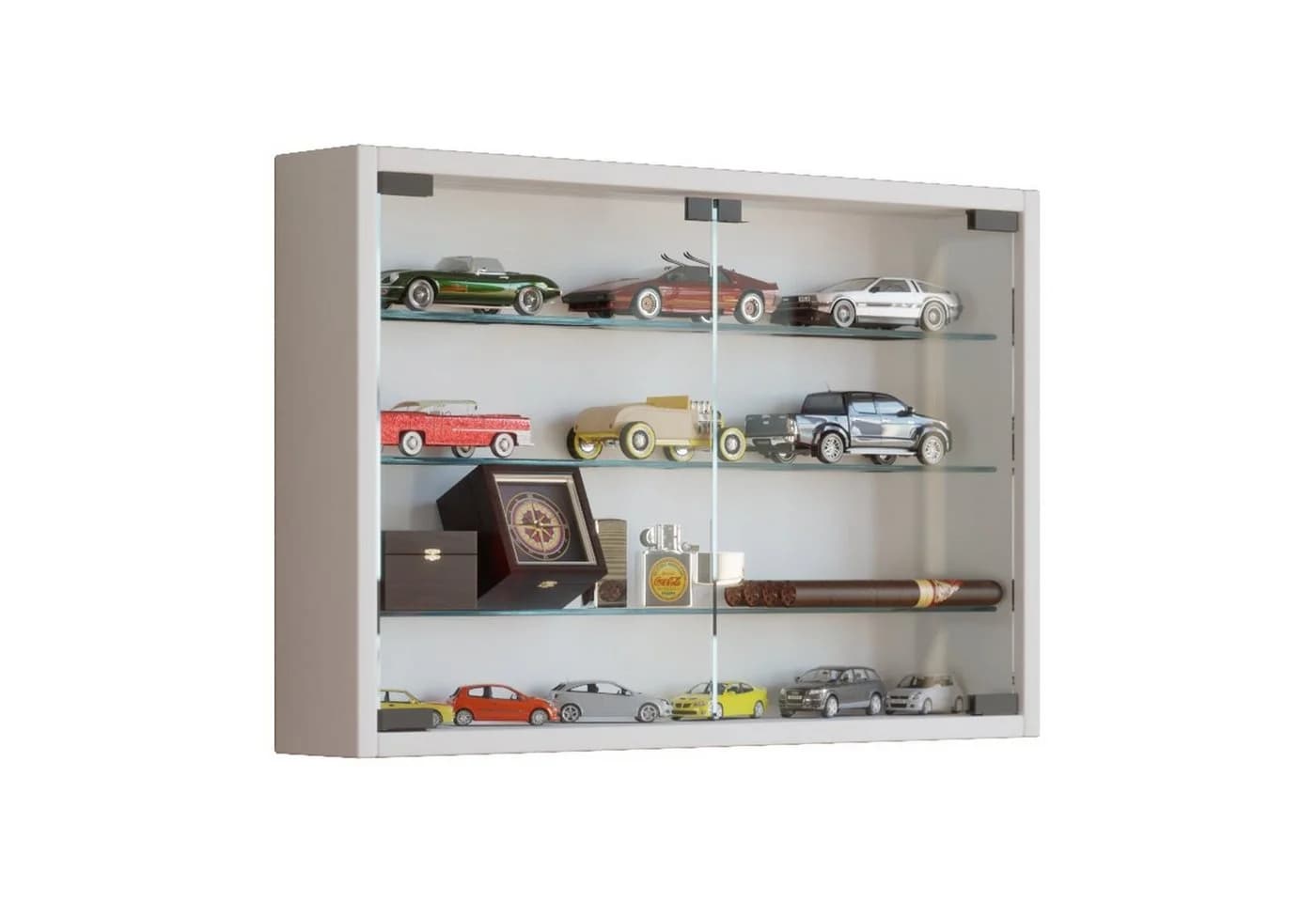 VCM Glasvitrine Wandvitrine Mandosa M Weiß ESG-Sicherheitsglas - Bild 3
