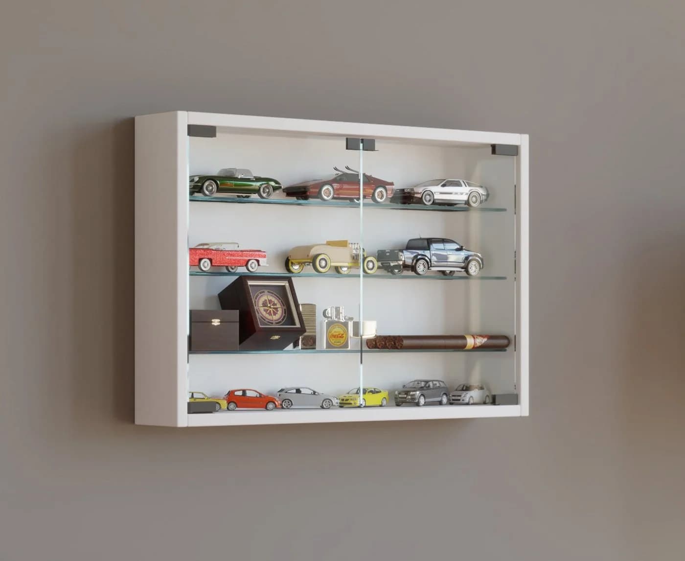 VCM Glasvitrine Wandvitrine Mandosa M Weiß ESG-Sicherheitsglas - Bild 4