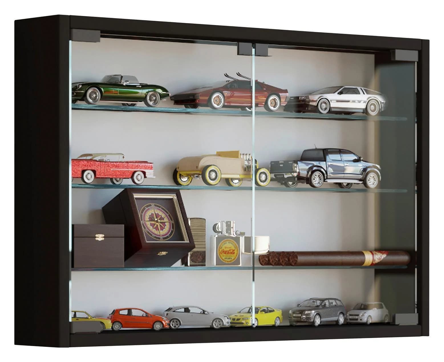 VCM Wandvitrine Mandosa M Schwarz Glas 60cm - Bild 2