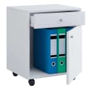 VCM Holz Rollcontainer Masola mit Schubkasten und Tür Weiß Bild 2