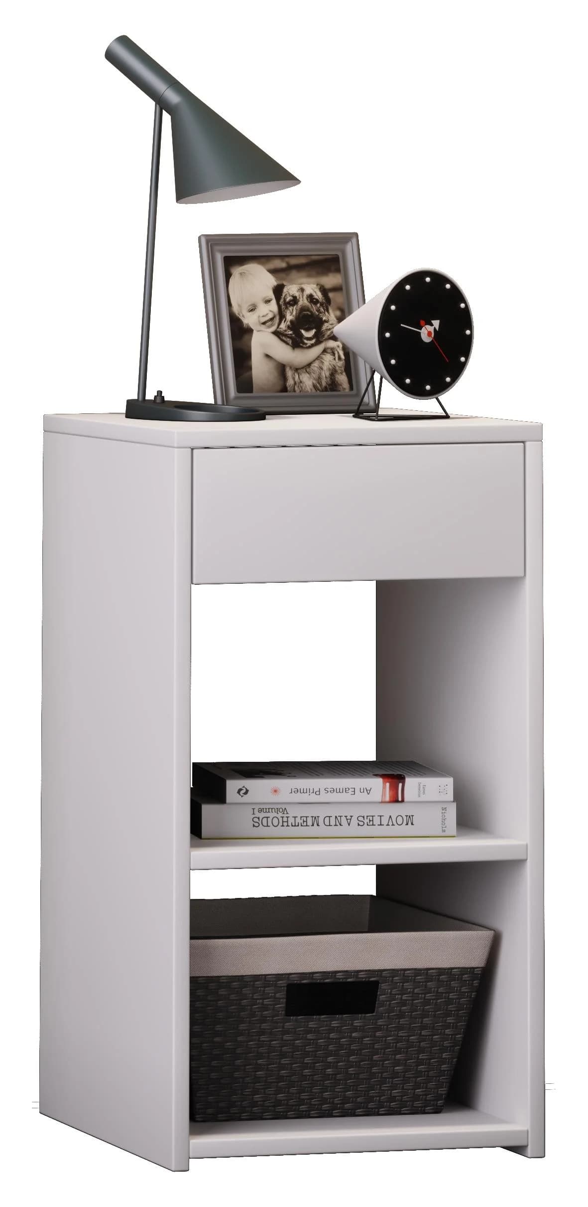 VCM Nachttisch Sledo Maxi Weiß Holzoptik Schublade - Bild 3