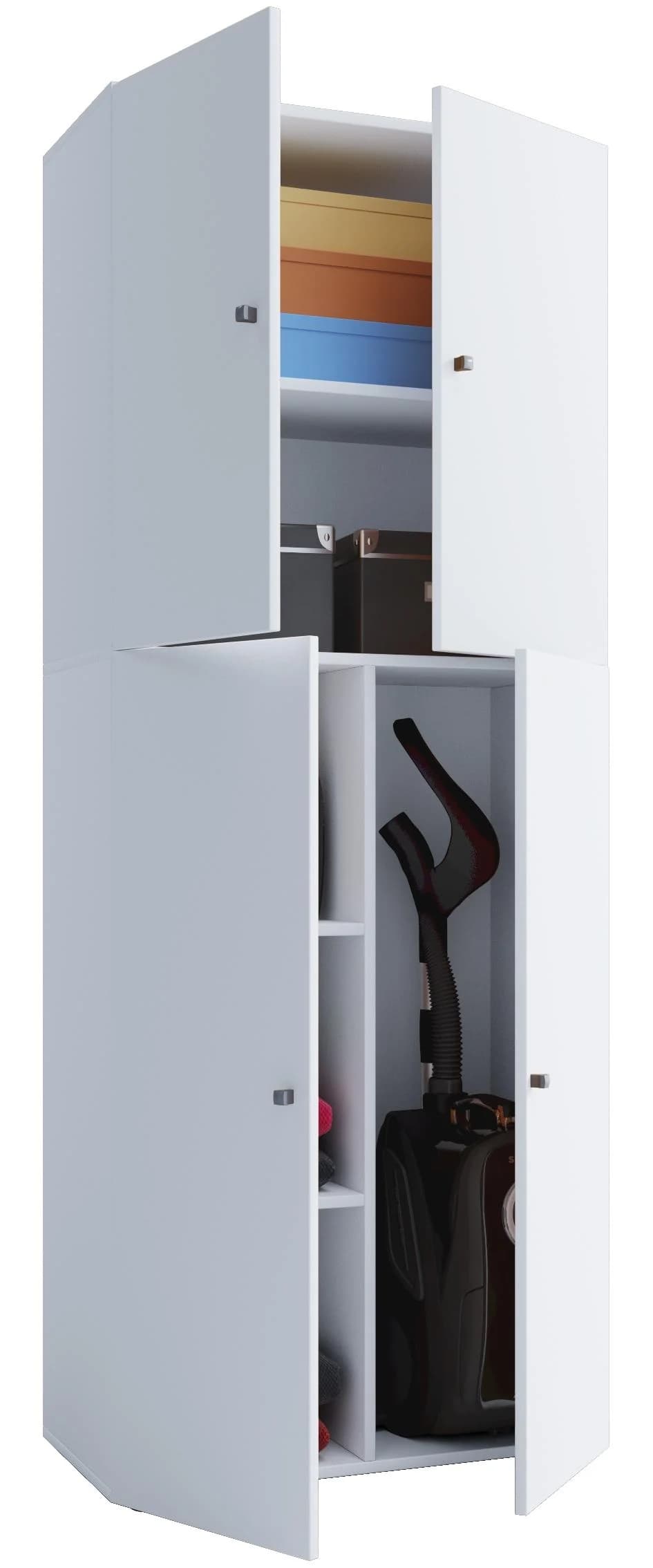 VCM Mehrzweckschrank Lona Weiß Holz 6 Fächer - Bild 3