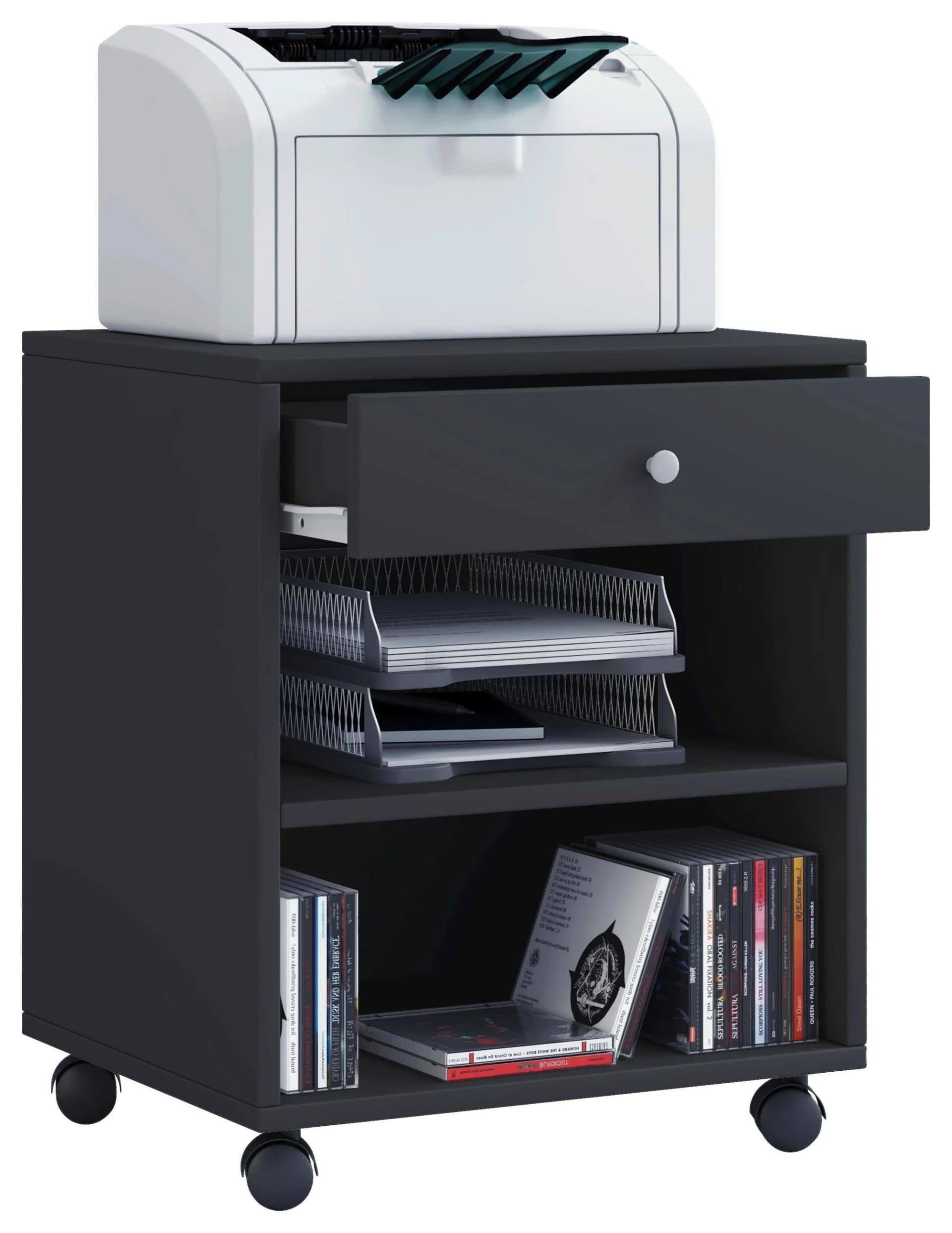 VCM Rollcontainer Salda Schwarz mit Schublade und Rollen - Bild 2
