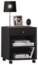 VCM Nachttisch Rolda Schwarz mit Rollen und Schublade Bild 2