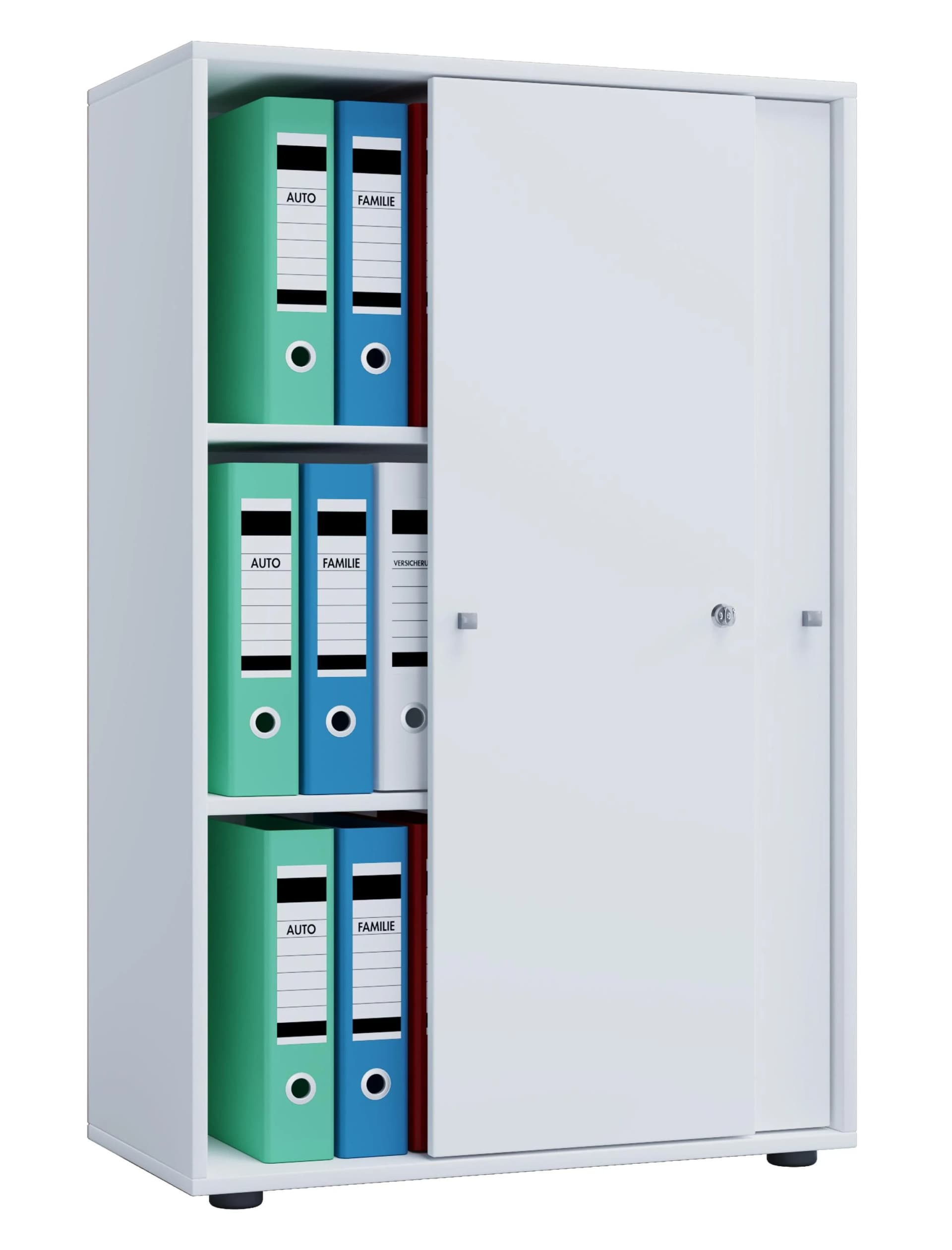 VCM Aktenschrank Lona 3fach Weiß mit Schiebetüren - Bild 3