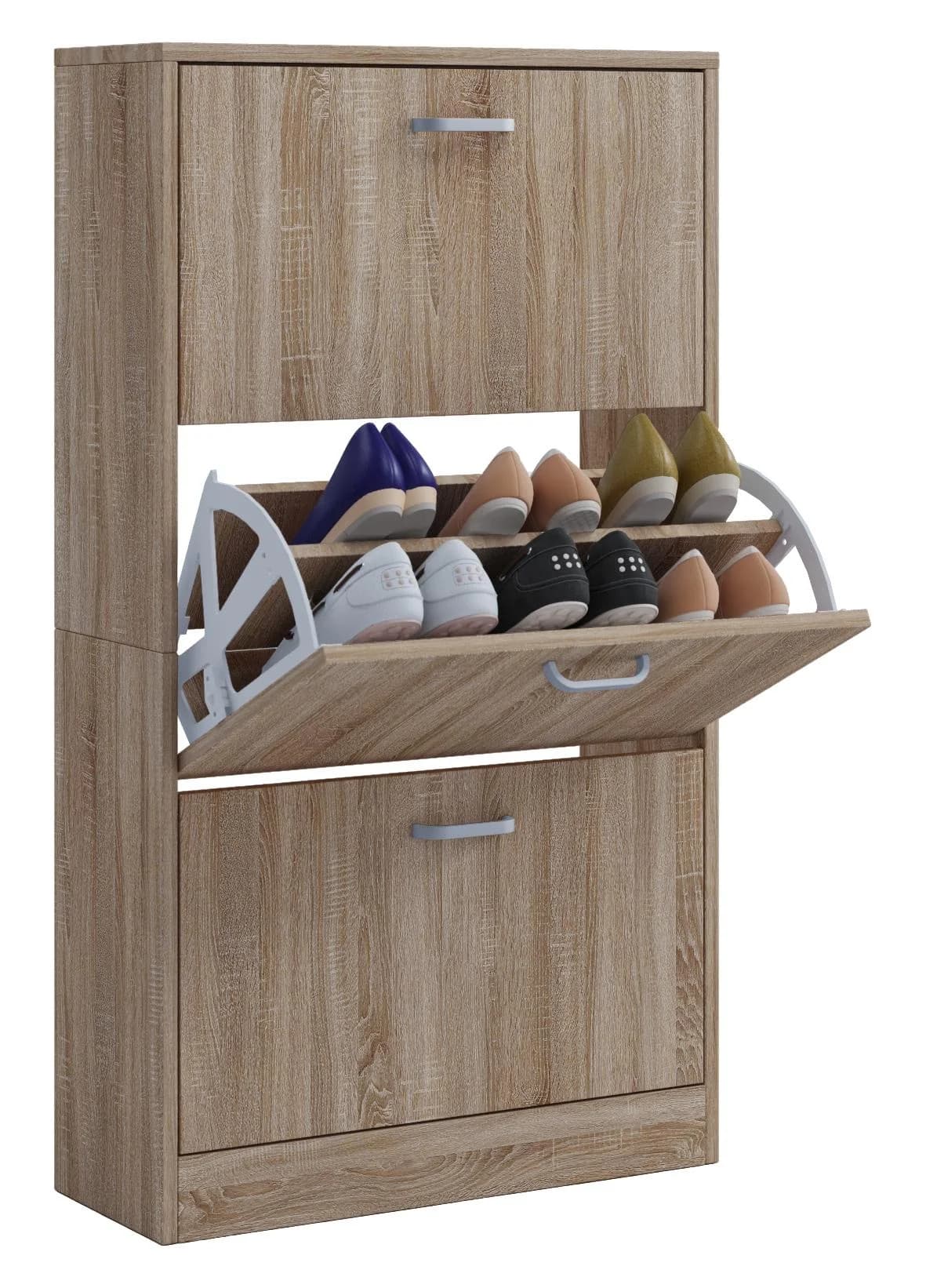 VCM Schuhschrank Sipos L 3 Fächer Braun Holz - Bild 2