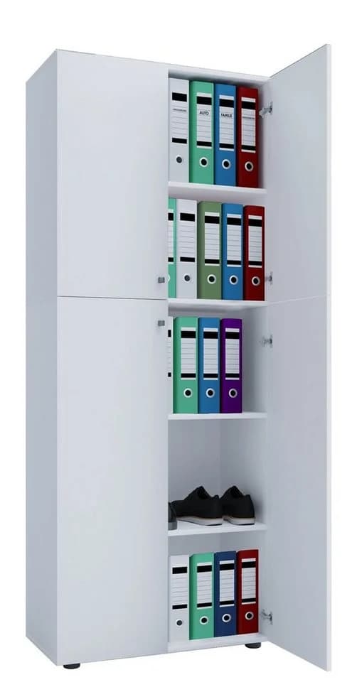 VCM Aktenschrank Lona Weiß 5 Fächer mit Drehtüren - Bild 3