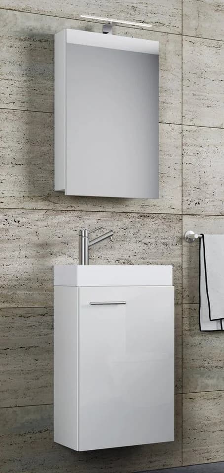 VCM Waschtisch-Set Slito 3-tlg. Weiß mit Spiegelschrank - Bild 2