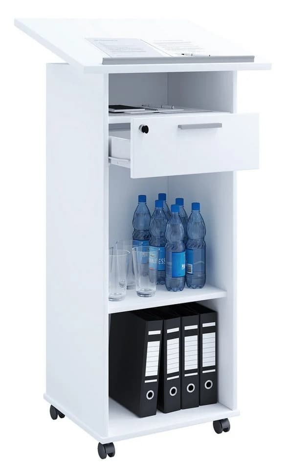 VCM Stehpult Melta Weiß Höhenverstellbar mit Rollen - Bild 3