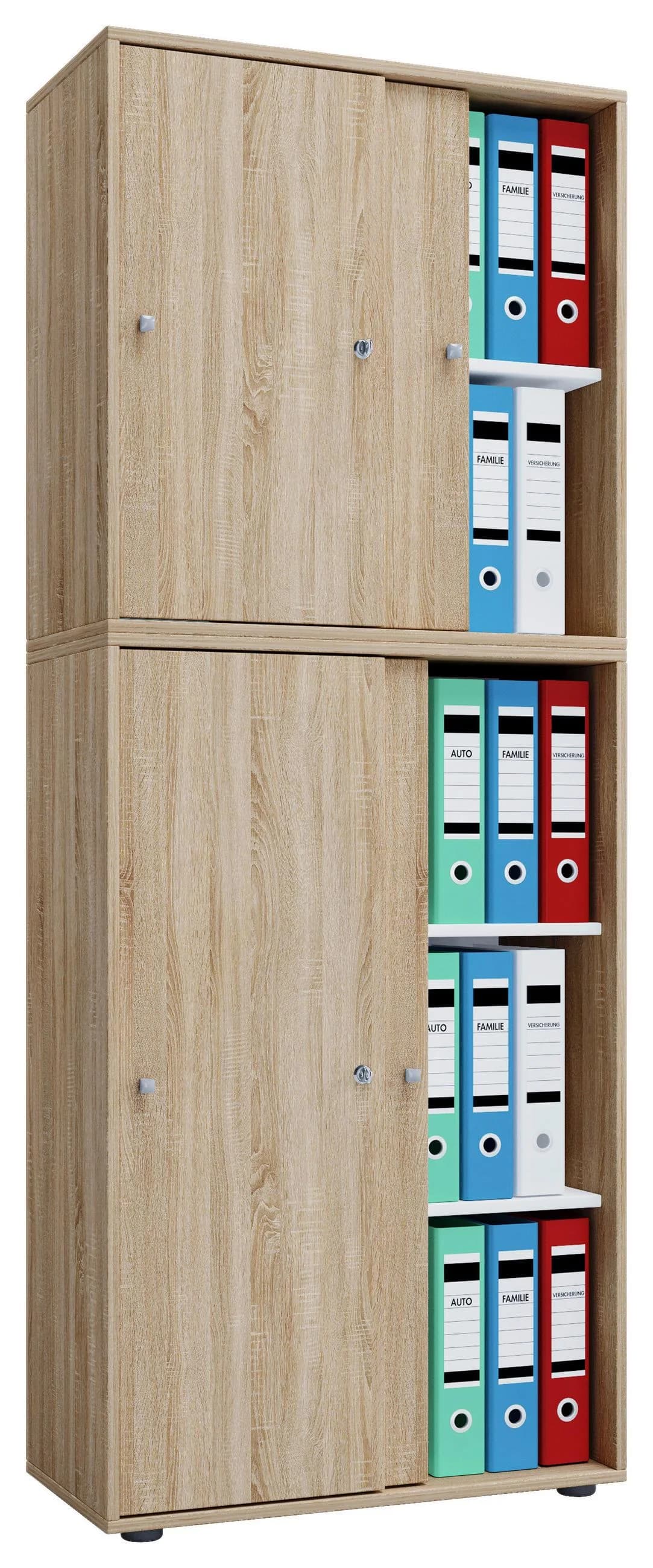 VCM Aktenschrank Lona mit Schiebetüren 5 Fächer Sonoma-Eiche - Bild 2