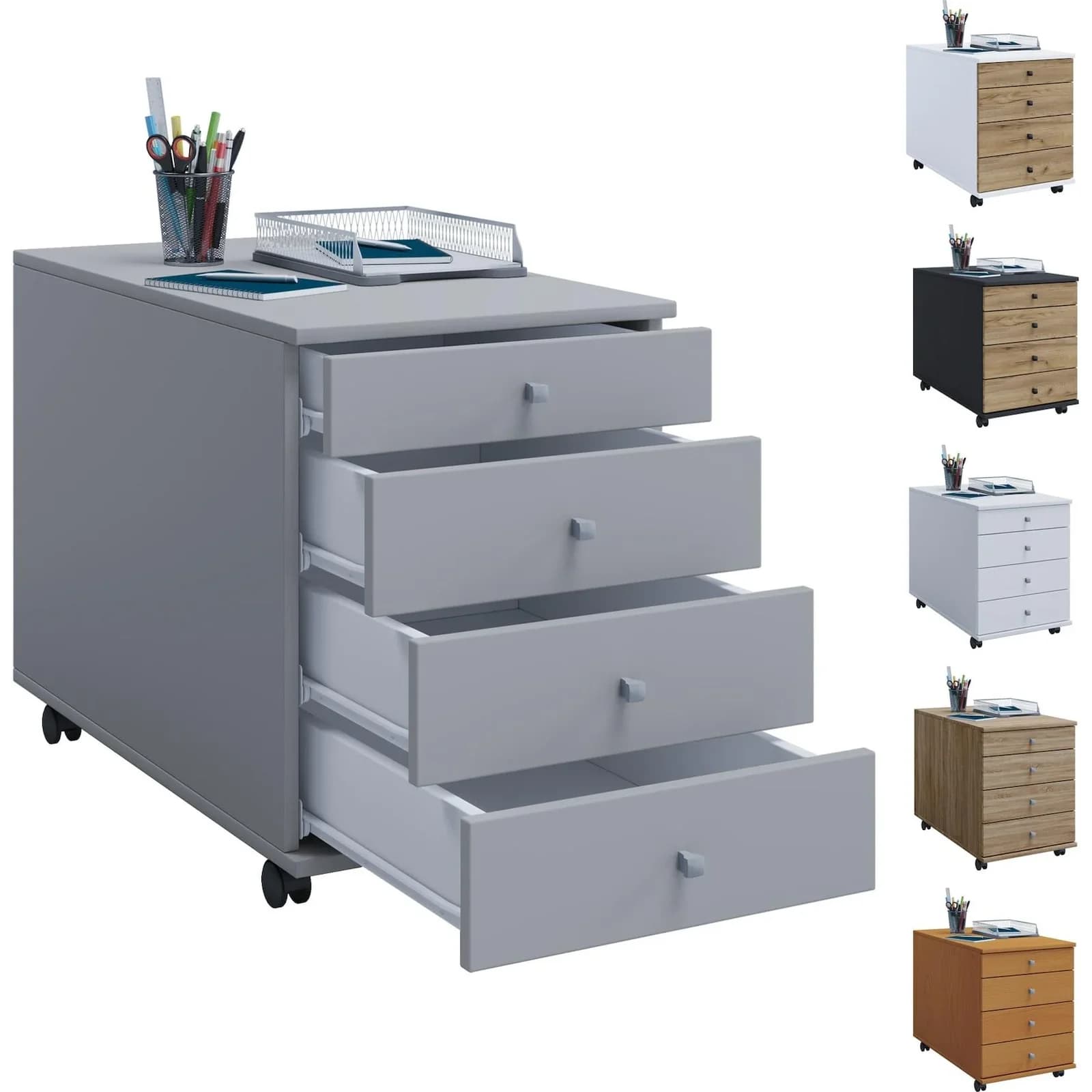 VCM Rollcontainer Lona Weiß mit 4 Schubladen