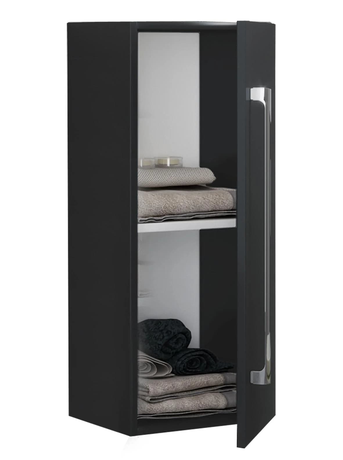 VCM Midischrank Badmöbel Schwarz mit hoher Tür und Fachboden - Bild 3