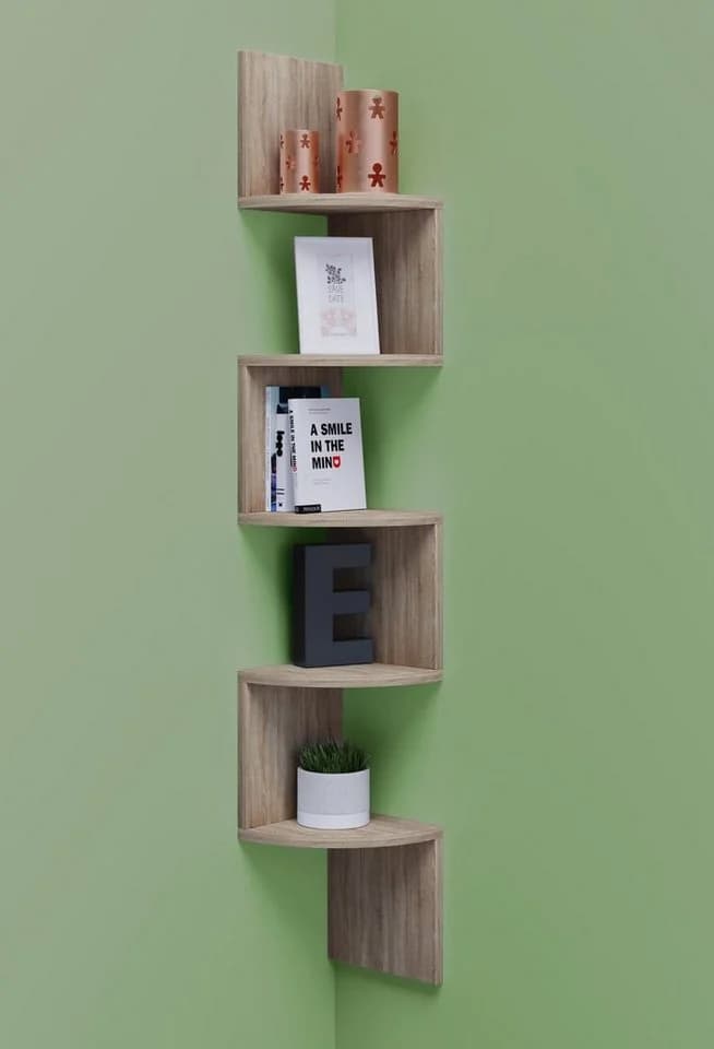 VCM Wandregal Mintis Braun Holzstruktur 123cm Höhe