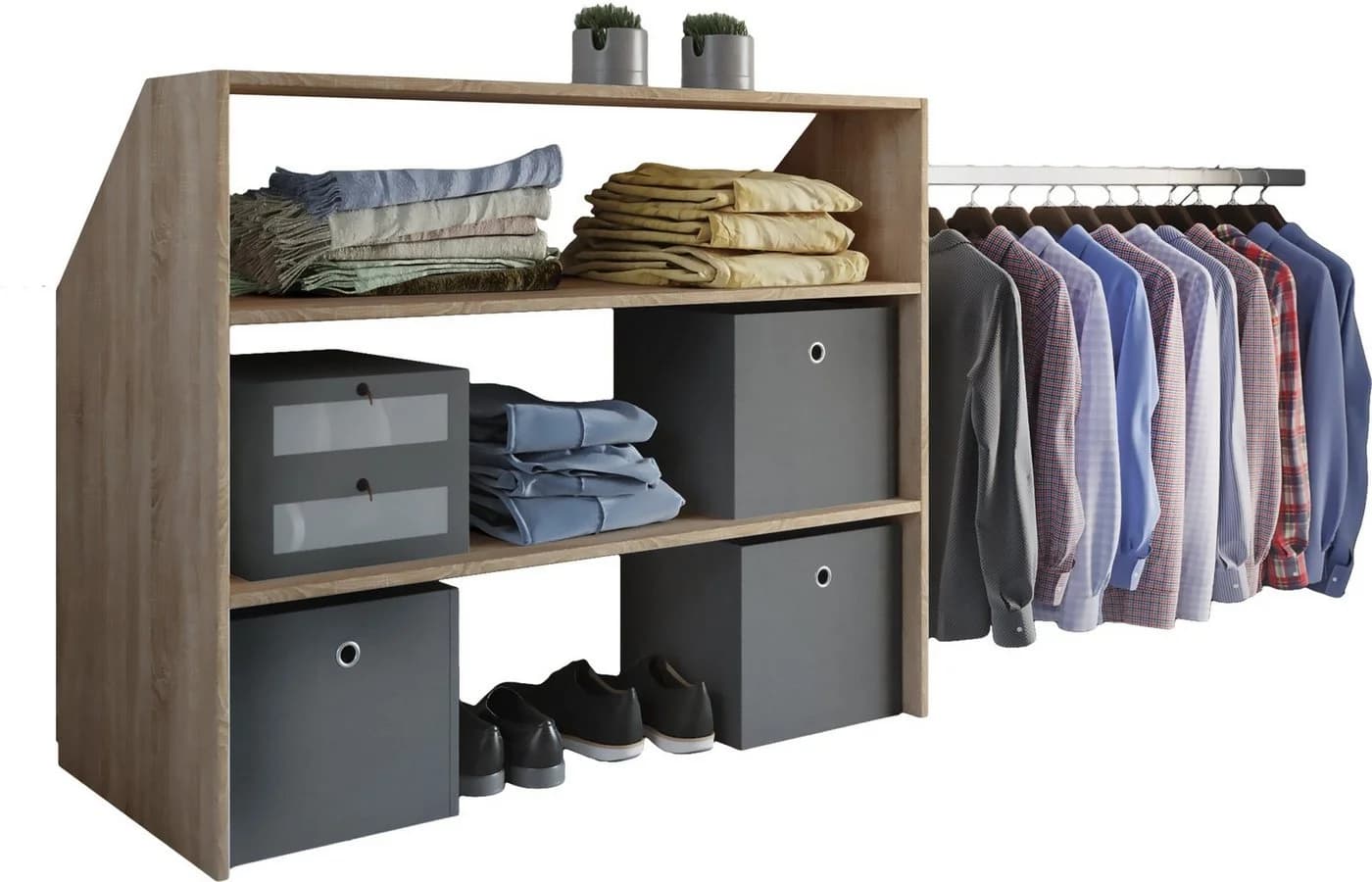 VCM Offener Kleiderschrank Dachschrägen Regal Sonoma-Eiche - Bild 3