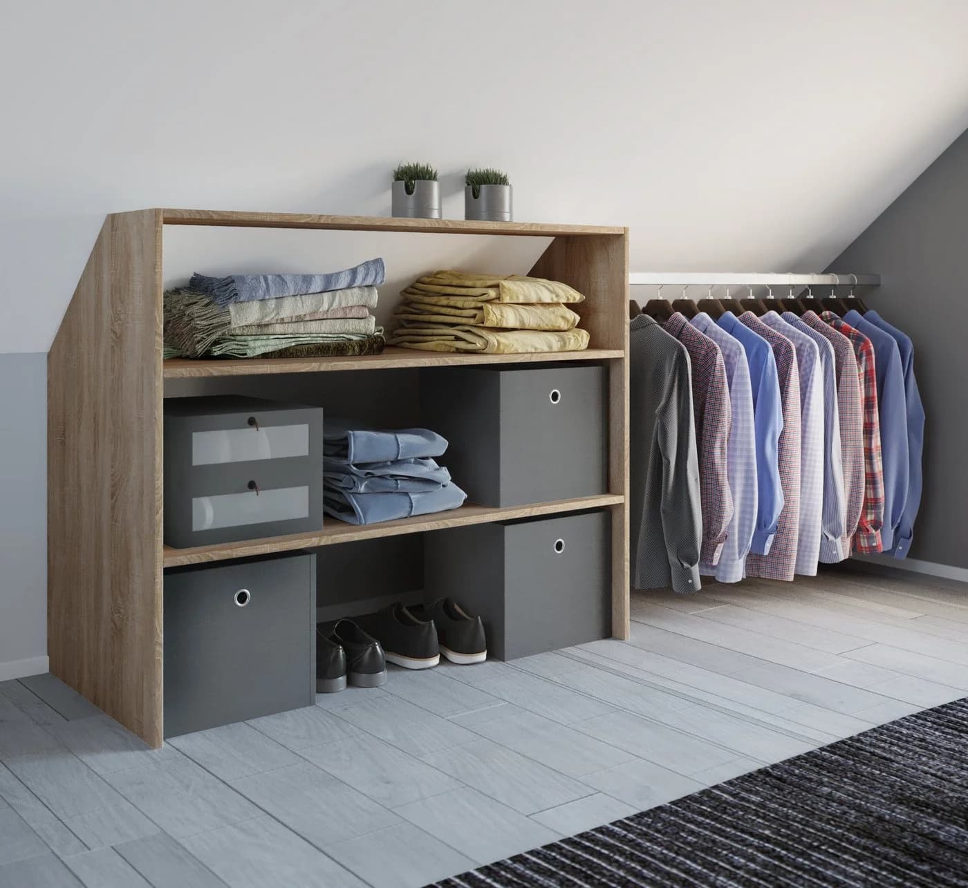 VCM Offener Kleiderschrank Dachschrägen Regal Sonoma-Eiche - Bild 4