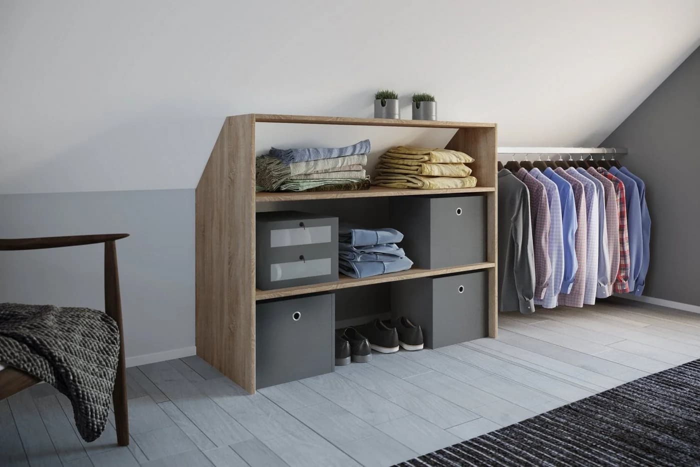 VCM Offener Kleiderschrank Dachschrägen Regal Sonoma-Eiche - Bild 5
