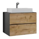 VCM Waschtisch Lendas S 2-tlg. Waschplatz mit Schubladen Anthrazit Honig-Eiche Bild 1