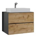 VCM Waschtisch Lendas S 2-tlg. Waschplatz mit Schubladen Anthrazit Honig-Eiche Bild 2