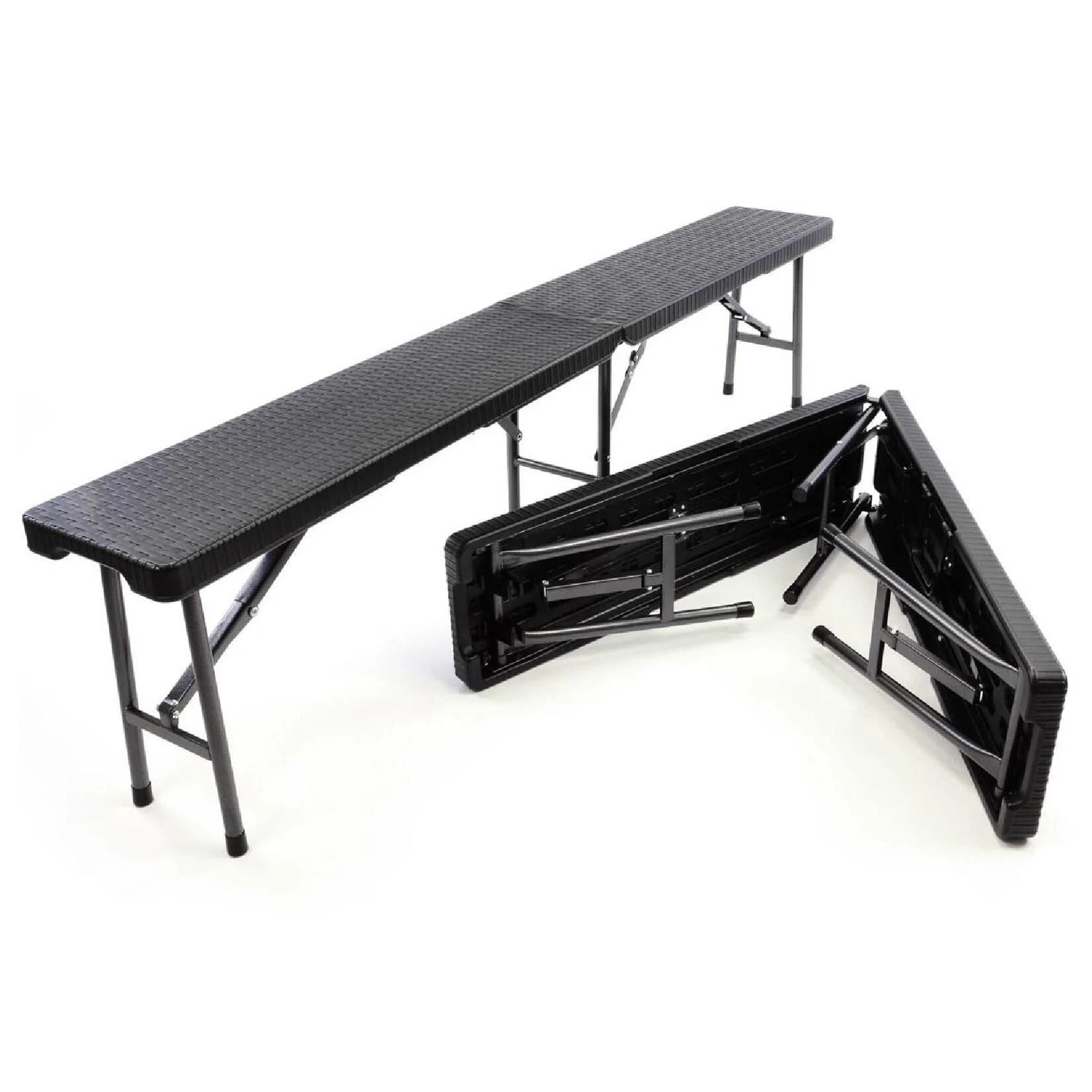 VCM Partybank 2er Set Klappbank Rattan-Optik Schwarz