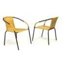VCM 2er Set Bistrostuhl Gartenstuhl Gelb Poly Rattan Stapelbar Bild 2