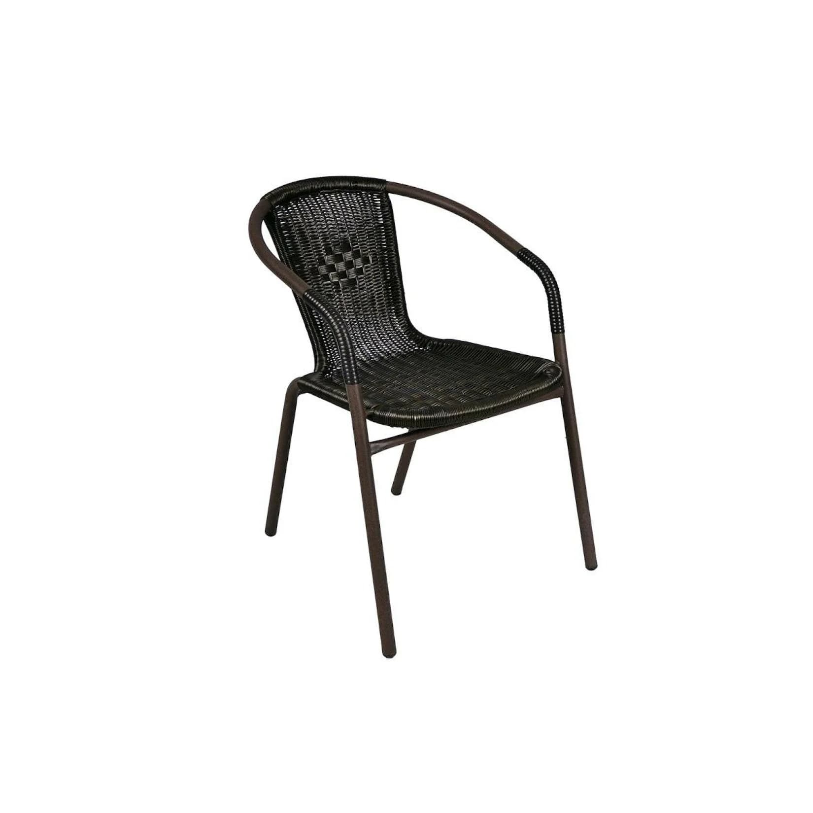 VCM Bistrostuhl Stapelbar Dunkelbraun Rattan Stahl