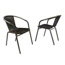 VCM Bistrostuhl 2er Set Dunkelbraun Poly-Rattan Stapelbar Bild 1