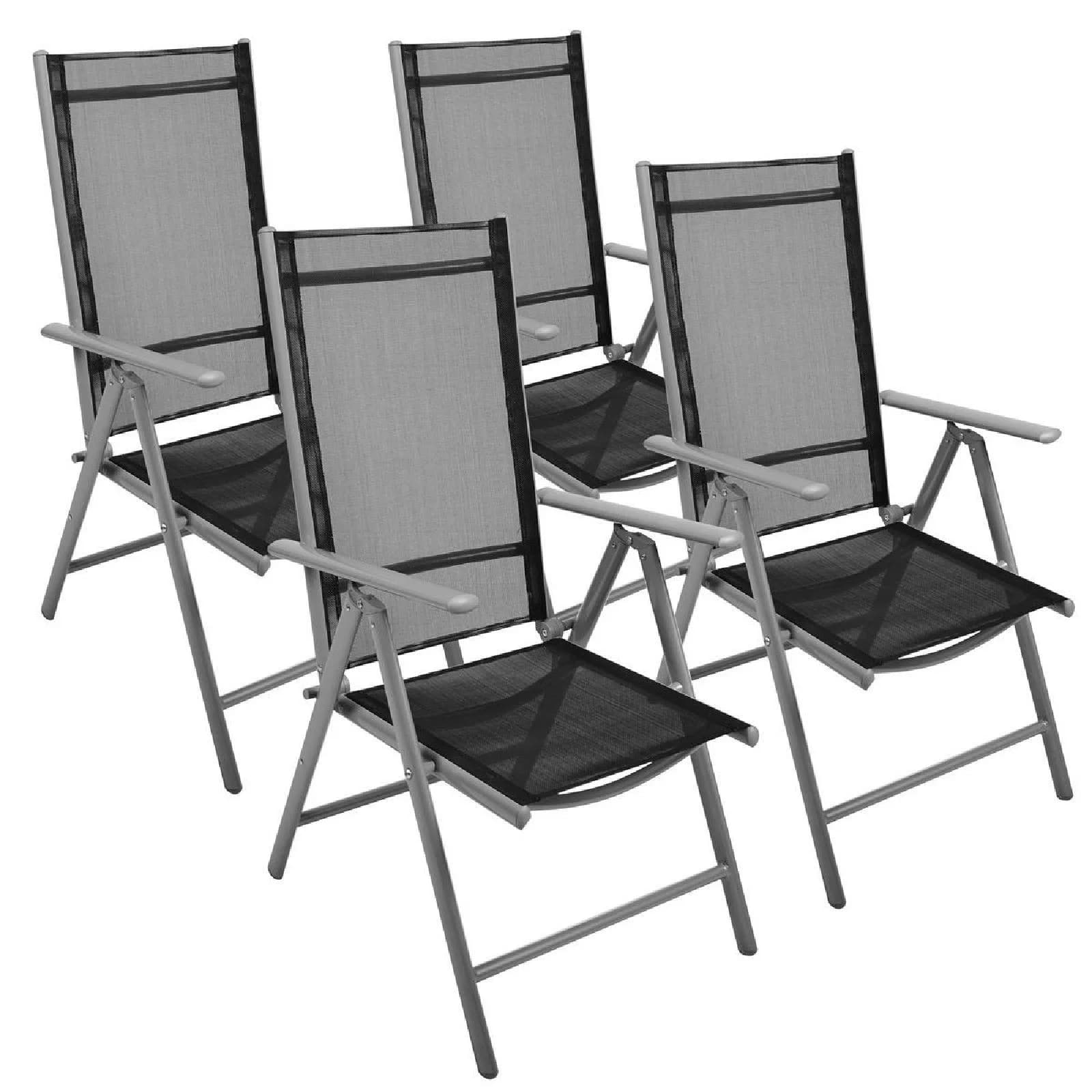 VCM 4er Set Klappstuhl Gartenstuhl Schwarz Grau Aluminium - Bild 2