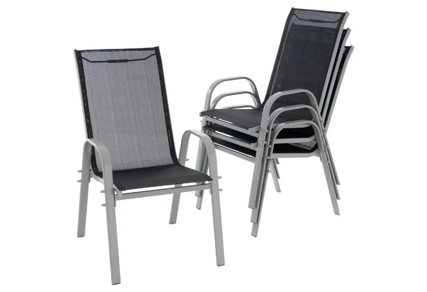 VCM 4er Set Gartenstuhl Stapelstuhl Schwarz Grau - Bild 3