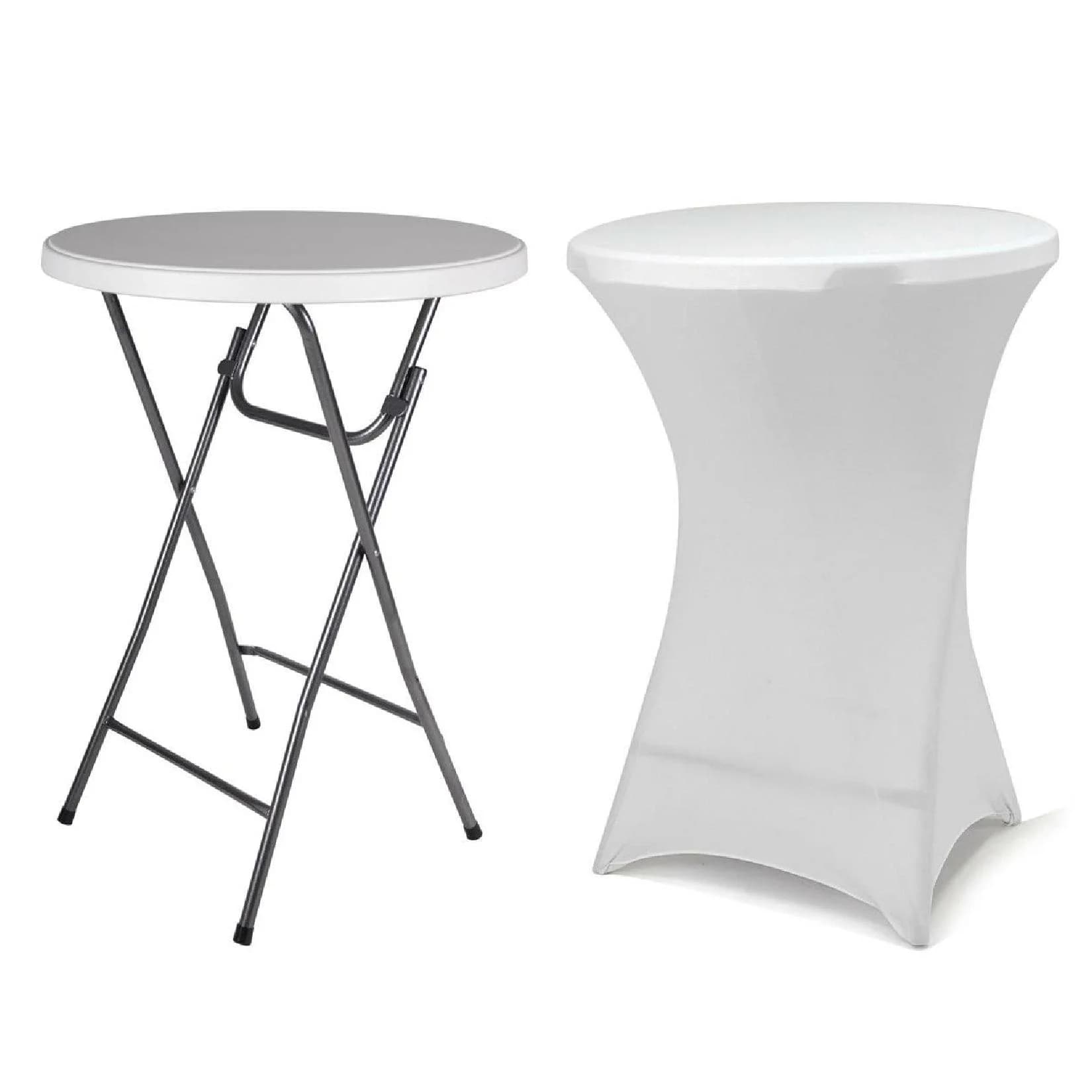 VCM Gartentisch rund klappbar mit weißer Husse 110 cm