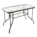 VCM Gartentisch mit Glasplatte und Schirmloch braun Bild 1