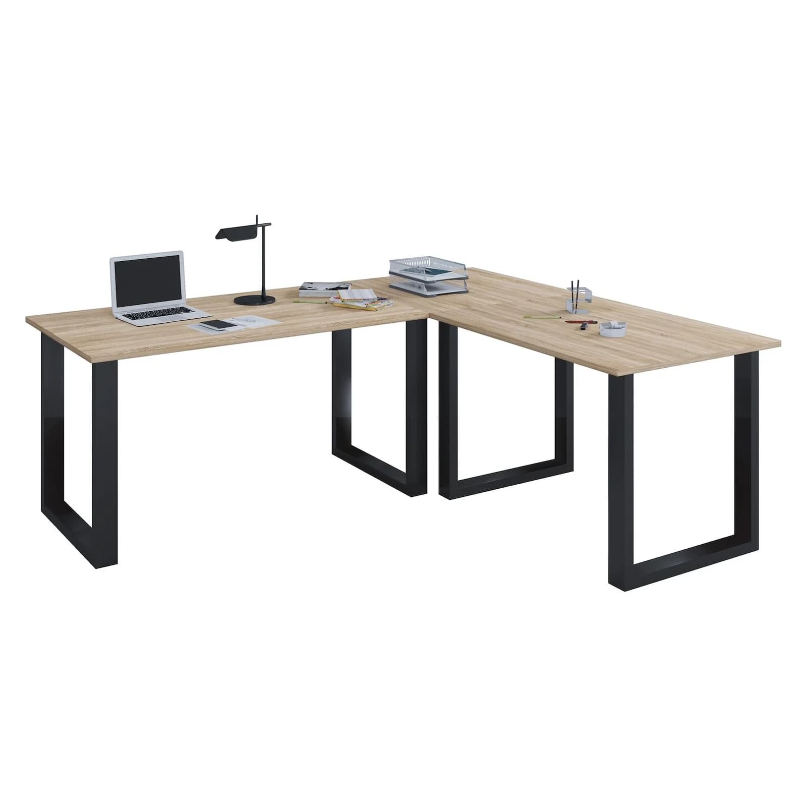 Mid.you Eckschreibtisch Schwarz Sonoma Eiche Holzwerkstoff