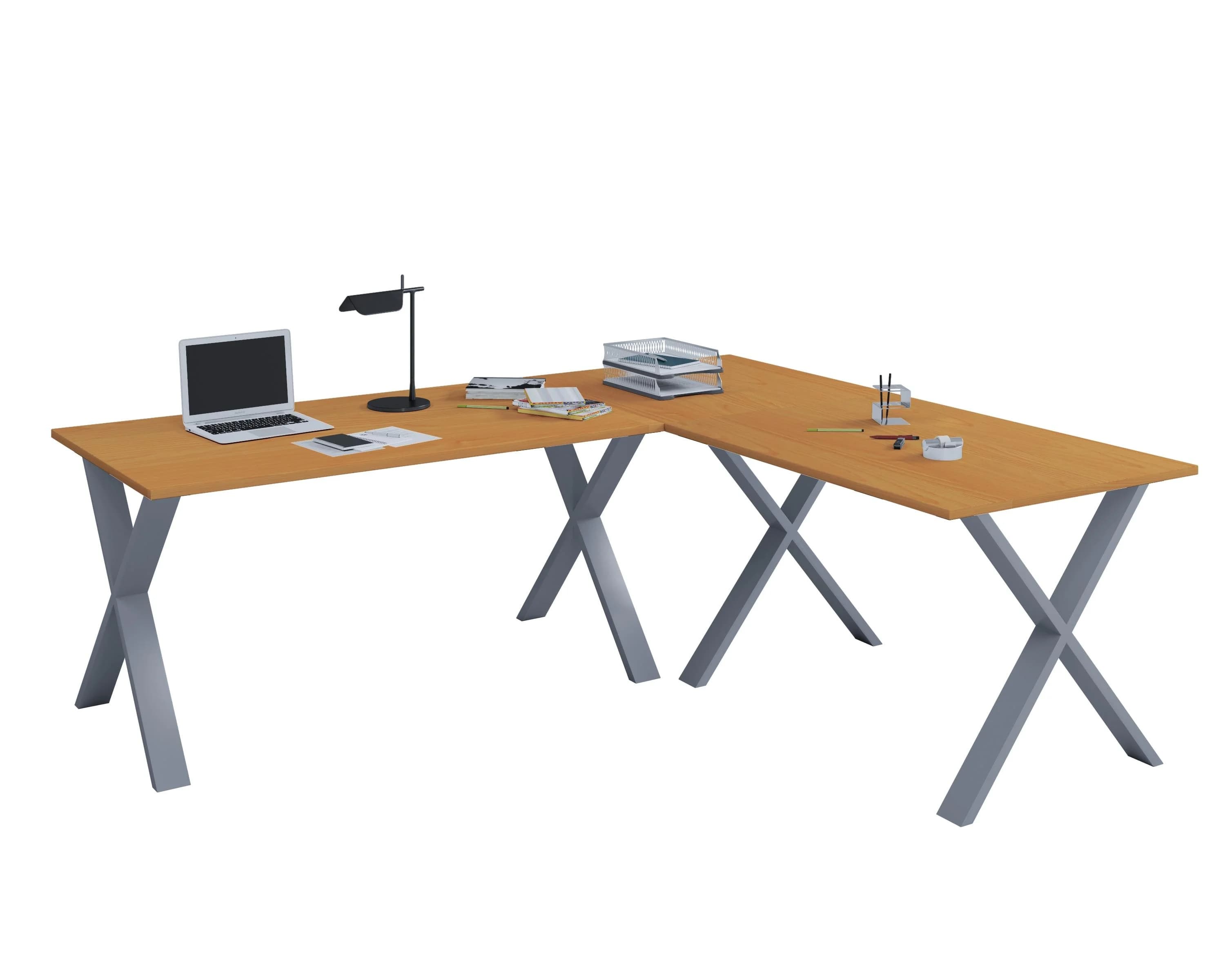 VCM Eckschreibtisch Lona Holzstruktur-Nachbildung 130x130 cm - Bild 2