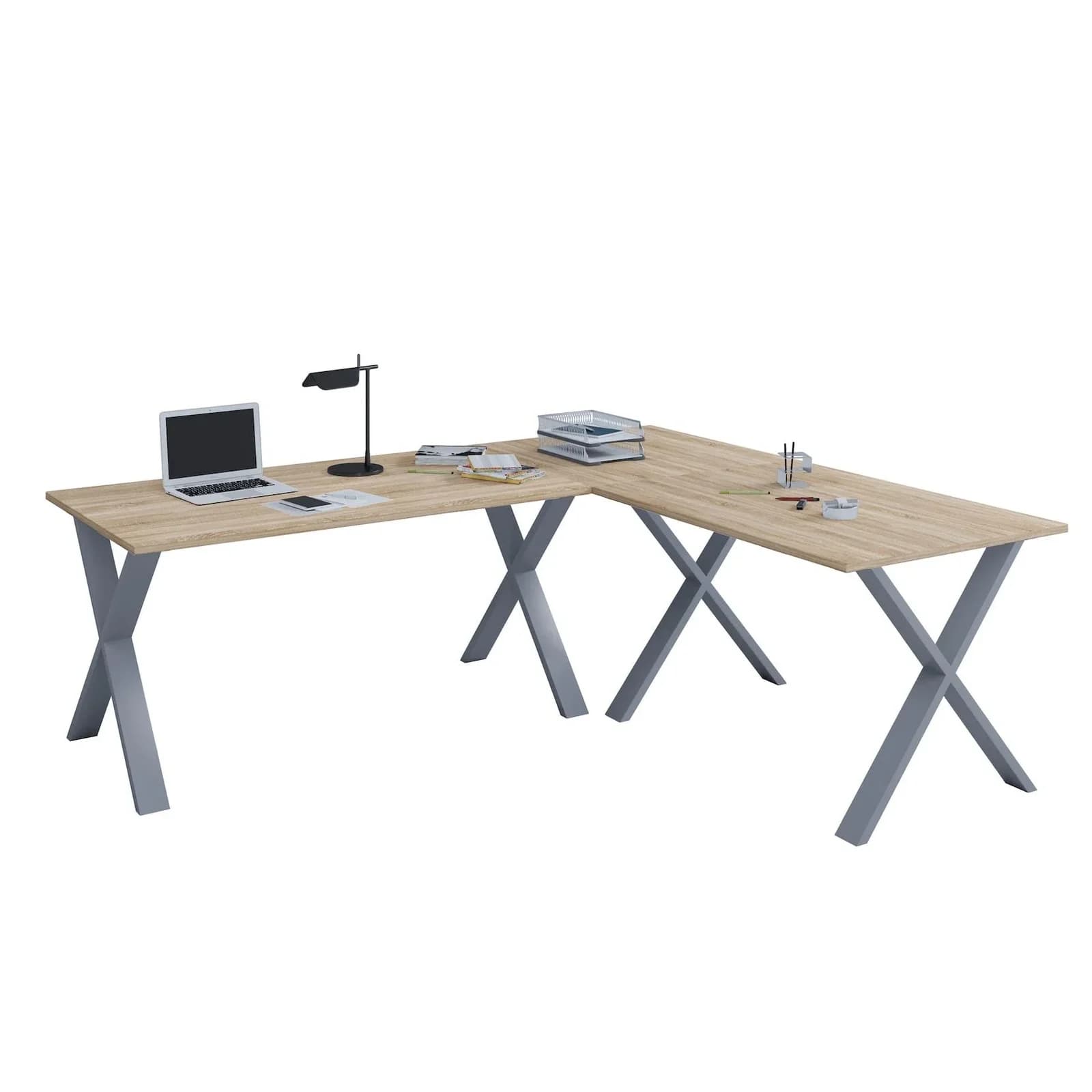 VCM Eckschreibtisch Lona X Holzstruktur L-Form links oder rechts