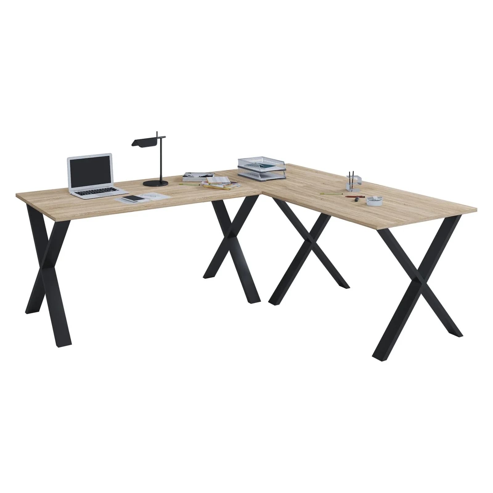 VCM Eckschreibtisch Lona Holzstruktur-Nachbildung 130x130 cm