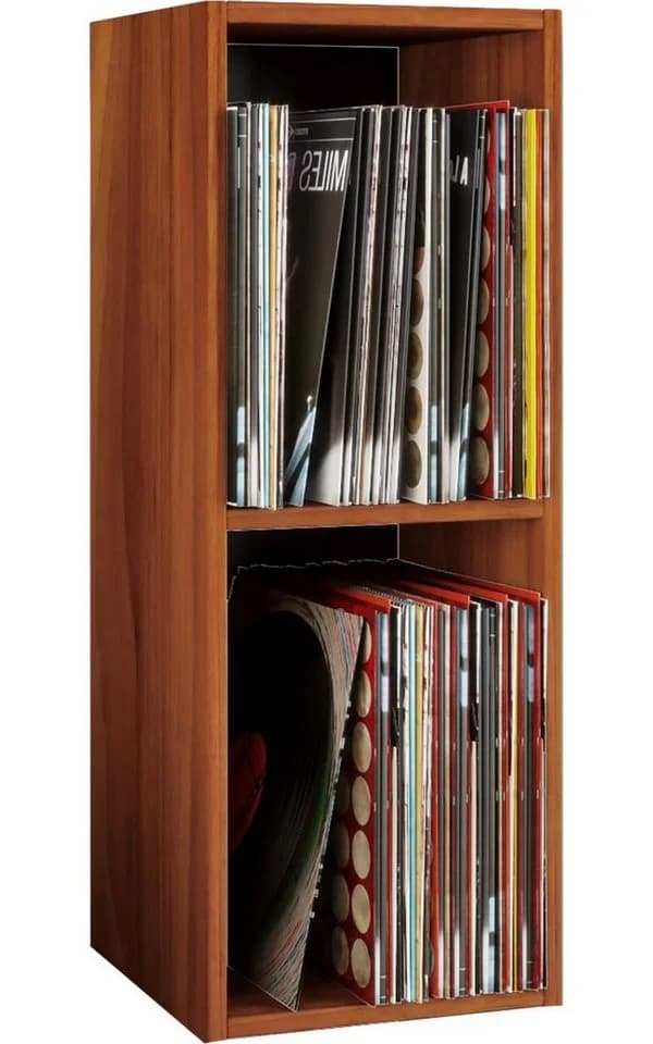 VCM Holz Stand Regal Platto 2fach Braun Nussbaum LP Schallplattenregal - Bild 2
