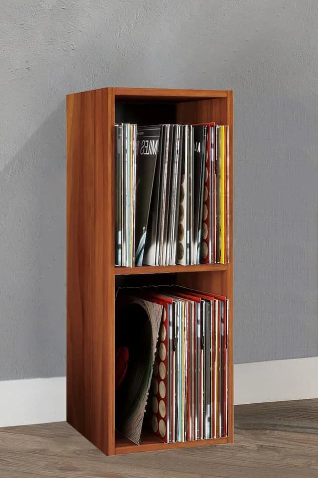 VCM Holz Stand Regal Platto 2fach Braun Nussbaum LP Schallplattenregal - Bild 3