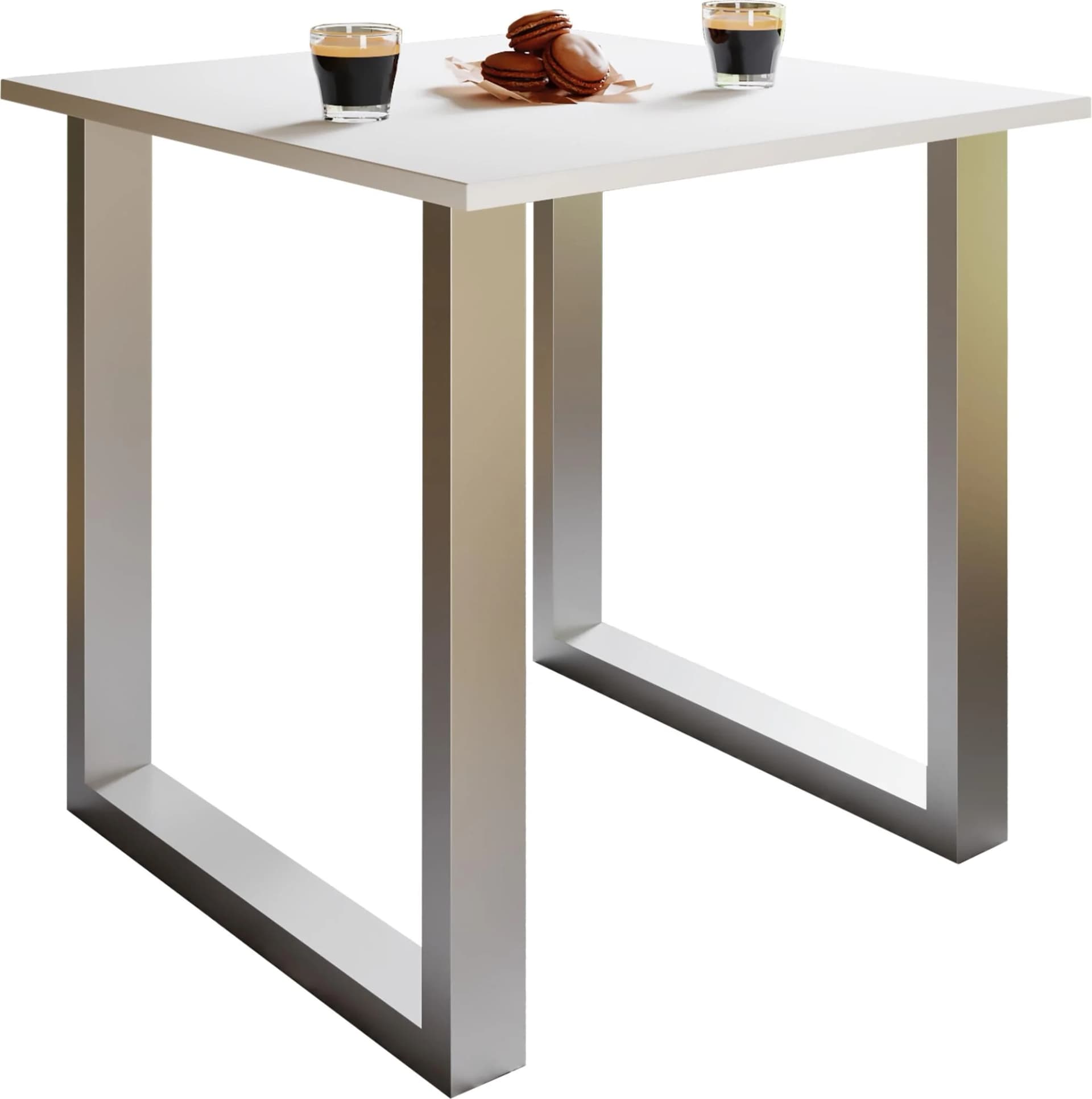 VCM Esstisch Xona U Weiß Silber Holzstruktur 80x50cm - Bild 2