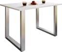 VCM Esstisch Xona U Weiß Silber Holzstruktur Metallfußgestell Bild 2