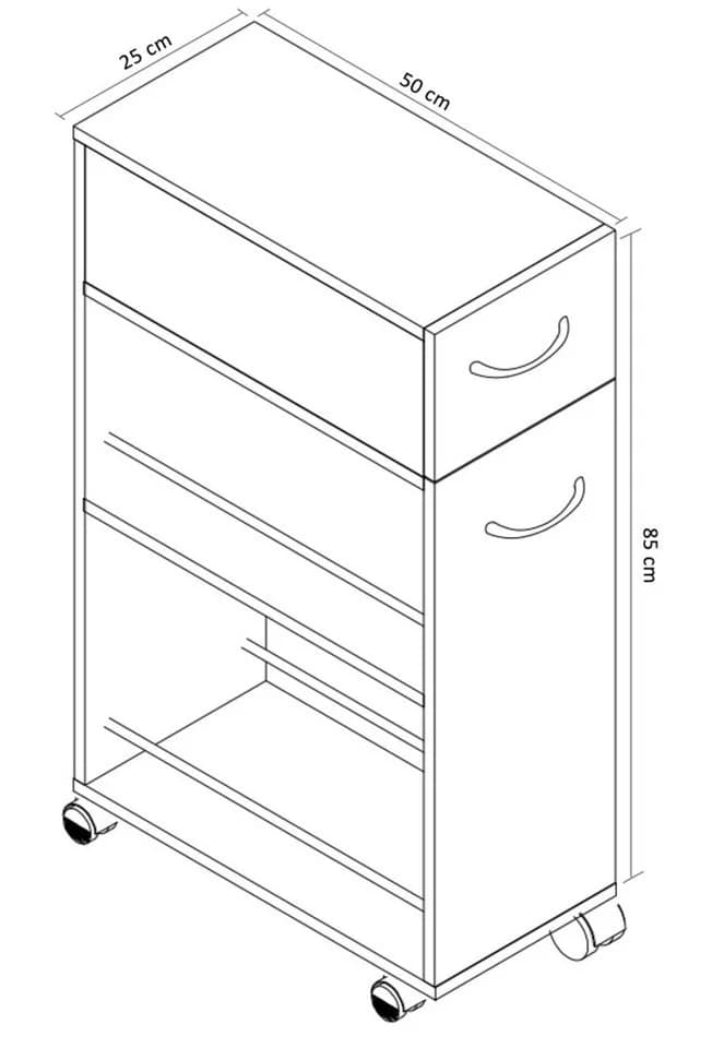 VCM Küchenwagen Tusal Weiß mit Schublade und Rollen - Bild 4