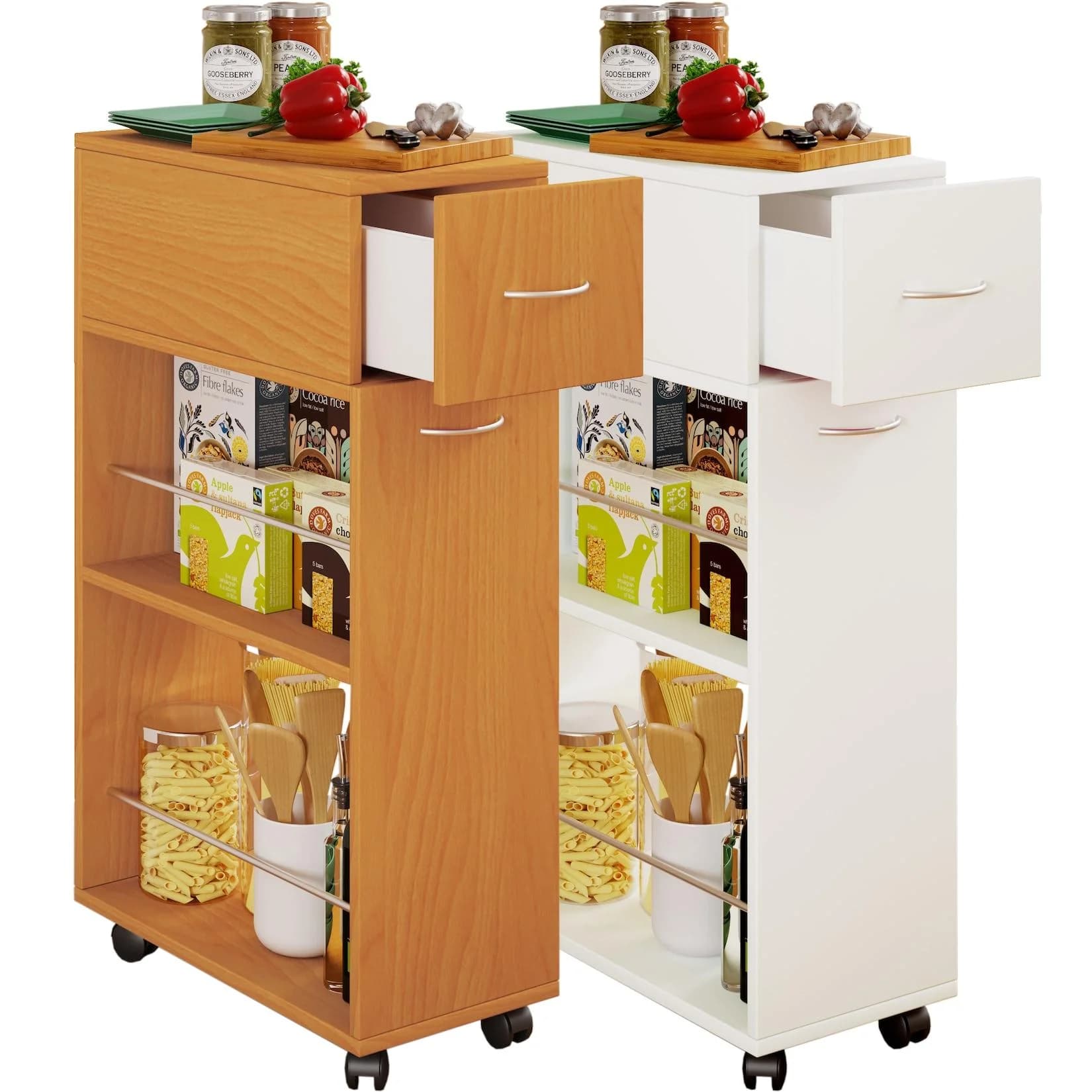 VCM Küchenwagen Tusal Schublade Braun Buche
