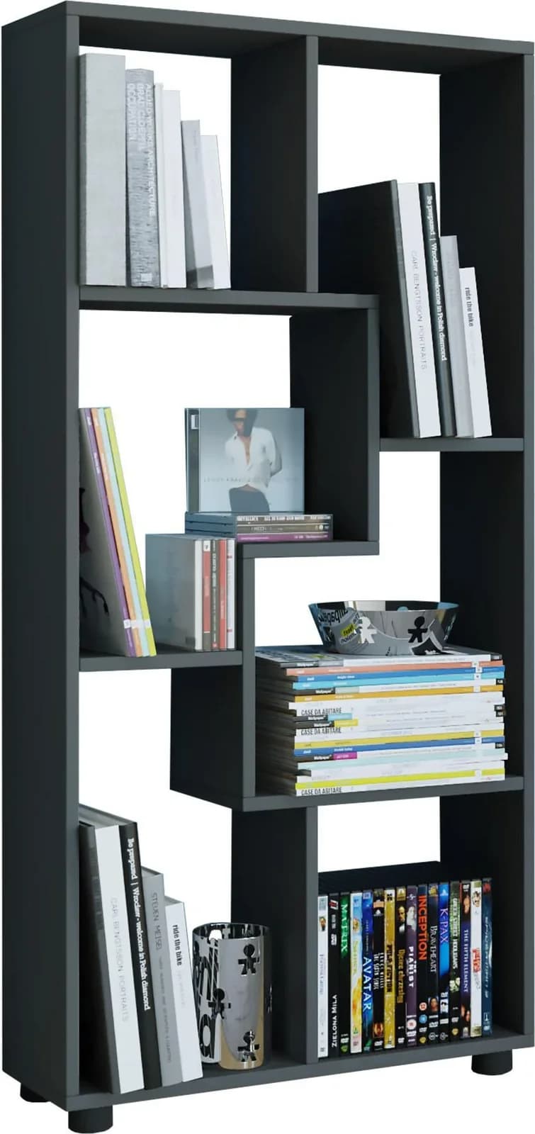 VCM Standregal Blina Schwarz 6 Fächer Holzstruktur - Bild 2